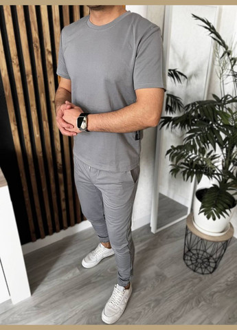 Серый демисезонный мужской костюм No Brand