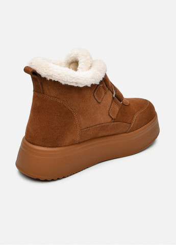 Жіночі короткі зимові руді замшеві черевики на двох липучках на високій підошві (відшив 3 дні) Paradize (368974329)