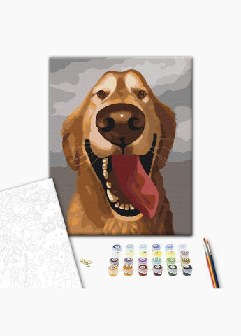 Картина за номерами Щасливий друг 40х50 Картини розфарбування по номерах Розпис картини за номерами собаки BS41103 Brushme (308987877)