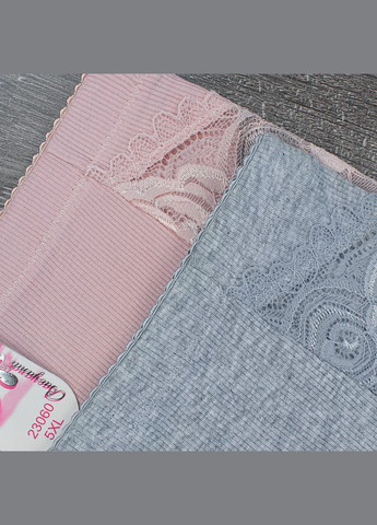 Труси великих розмірів з натуральної бавовни в рубчик із мереживними вставками набір 4 шт No Brand Сліп (316080449)