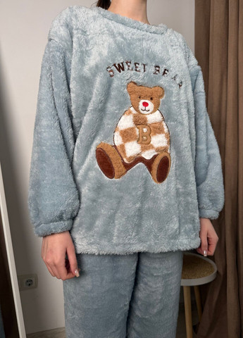 Блакитна всесезон тепла піжамка колекції "враження"(кофтинка, штани) VIDCHUY