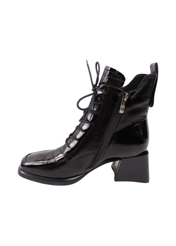 Черные ботильоны женские черные натуральная лаковая кожа Geronea 1071-25DH