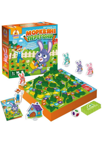 Настільна гра "Морквяні перегони" VT8055-33 гральне поле, 40 морквин, 4 зайчики Vladi toys (334153349)