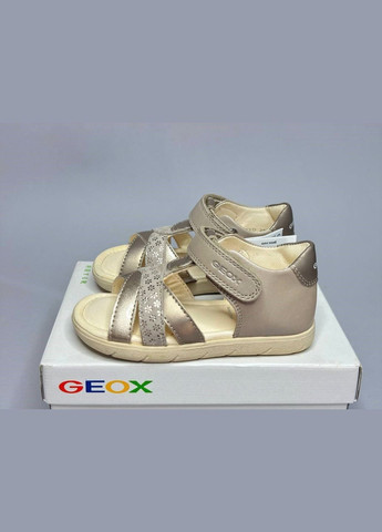 Бежевые детские кожаные босоножки alul сандалии девочкам Geox