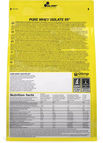Протеин Pure Whey Isolate 95 600 г, клубника Olimp (307091178)