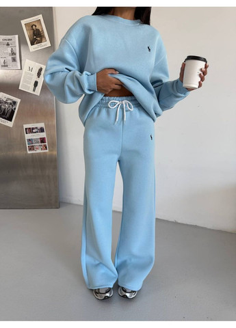 Костюм тринитка на флисе (свитшот, брюки), цвет Голубой Fashion (365072390)