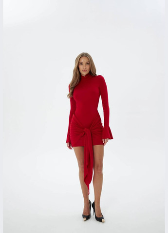 Красное праздничный, повседневный, кэжуал женское платье FINO Mode однотонное