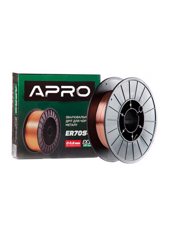 Дріт зварювальний для чорного металу 0.8 мм x 2.5 кг ER70S-6 Apro (365784094)