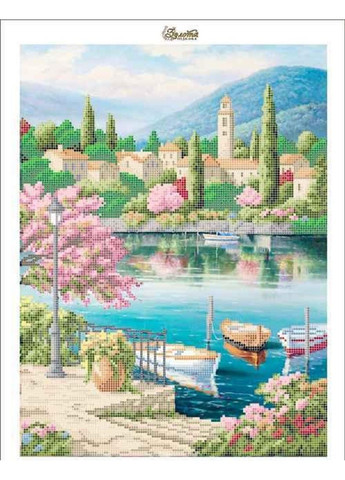 Схема для вышивки бисером " Пристань на горном озере " частичная выкладка, заготовка, 29х39,5 см No Brand (333166197)