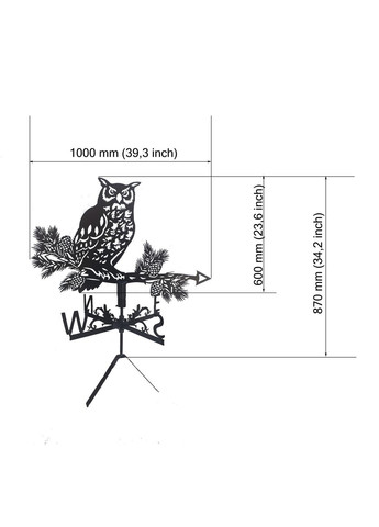 Флюгер на будинок Сова, Пугач, флюгер на дах з металу 3 мм. No Brand (368896748)