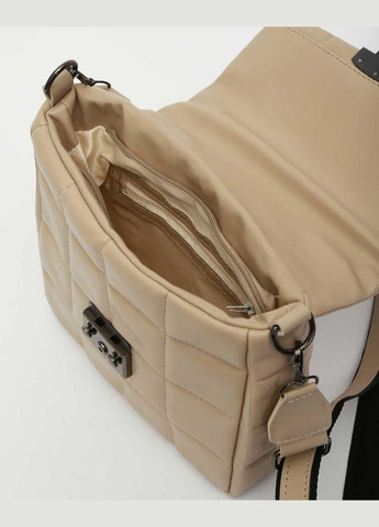 Бежевая женская сумка с широким ремнем на плечо «Анет» стеганая экокожа WeLassie (298571282)