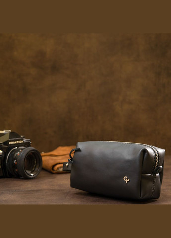 Шкіряна чоловіча косметичка GRANDE PELLE з ручкою на блискавці чорна (sku_11507) No Brand (328922355)