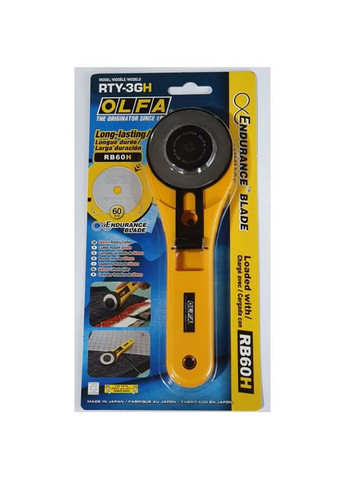 Нож RTY-3/GH в комплекте ТС лезвие Endurance 60 мм RB60H (удвоенный ресурс) эргономичная ручка (16132) Olfa (295038451)