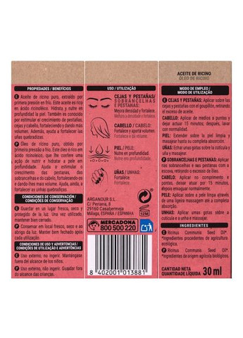 100% натуральна рицинова олія преміальної якості Aceite de Ricino 30 ml Deliplus (335870762)