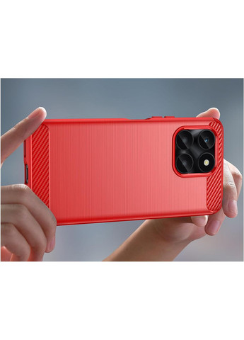 Чохол Carbon Fiber для Honor X6a Red Lenuo (361903675)