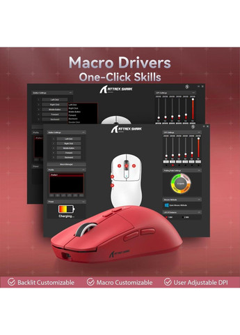 Ігрова бездротова миша X6 Red з зарядною станцією ATTACK SHARK (370202801)