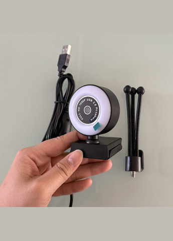 Веб камера full HD 1080P вебкамера для компьютера пк ноутбука вебка со встроенным микрофоном и подсветкой + тринога No Brand (332796380)