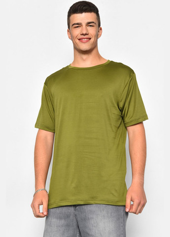 Хаки (оливковая) футболка мужская однотонная цвета хаки Let's Shop