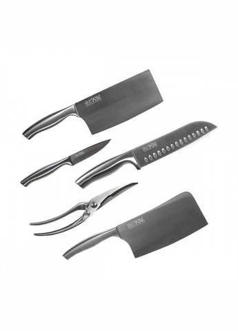 Ножі металеві 5 штук на дерев'яній підставці hu0014 Huo Hou (279827373)