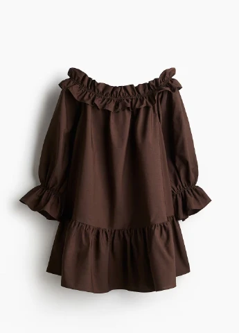 Коричневое кэжуал платье H&M однотонное