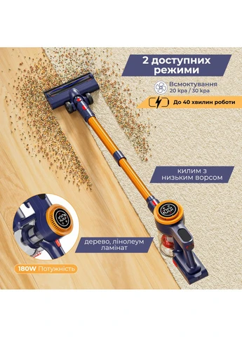 Ручной аккумуляторный пылесос H9. Вертикальный пылесос с LED-экраном и подсветкой пыли (H9) OLSONA (381459480)