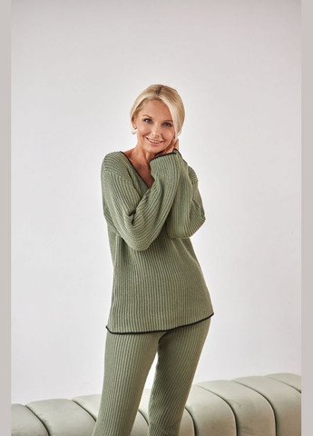 Зеленый демисезонный женский джемпер с черным кантом (2404) Triko Bakh