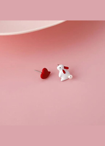 Сережки "кролик і сердечко", сережки з зайчиком і серденьком, сережки з кроликом, сережки з сердечком Fashion Jewelry (337718681)