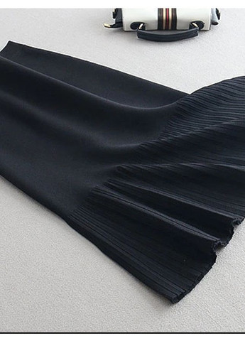 Черная офисная однотонная трикотажная юбка годе миди mw-ks-1978v-1 черный Forza Viva