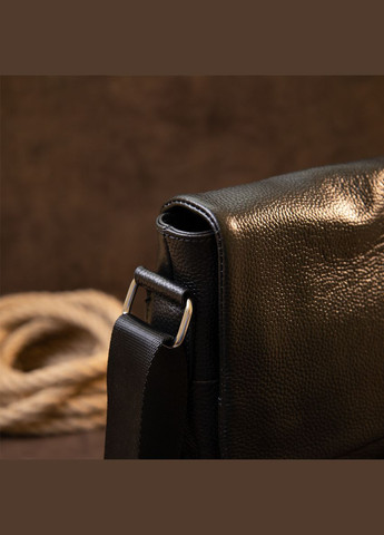 Шкіряна сумка крос боді чоловіча месенджер через плече чорна 20410 Vintage (329196679)