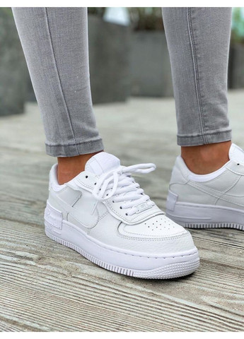 КРОССОВКИ ЖЕНСКИЕ NIKE AIR FORCE 1 SHADOW WHITE 1 НАЙК АИР ФОРС 1 ПРЕМИУМ No Brand белые демисезоны (367173604)