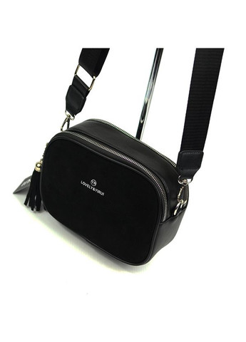 Замшева чорна маленька жіноча овальна модна сумка крос боді через плече Yirui (290187047)