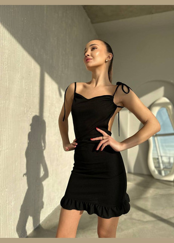 Черное праздничный, вечернее, кэжуал женское платье FINO Mode однотонное