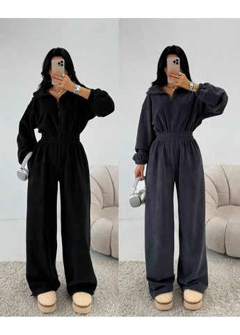 Комбинезон велюровый More_bboutique костюм однотонный чёрный