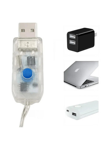 Світлодіодна внутрішня гірлянда штора роса на вікно з живленням від USB пультом 3х2 м 200 LED (478616-Prob) Холодна біла Unbranded (307425243)