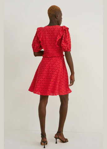 Червона кежуал сукня з бавовни C&A однотонна