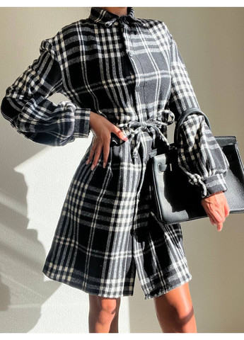 Чорна сукня сорочка кашемірова на ґудзиках у клітинку,з поясом Україна