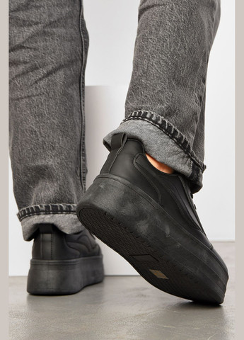 Кроссовки женские черного цвета на шнуровке Let's Shop чёрные демисезоны (317318907)