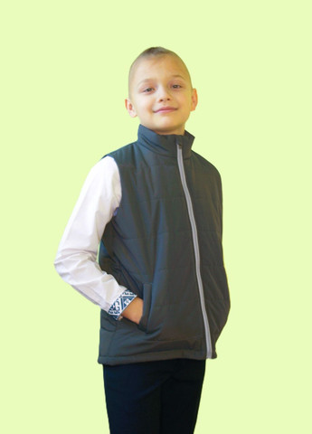 Жилетка дитяча весна/осінь без капюшона 128 розмір із кишенями колір Handmade (324252706)