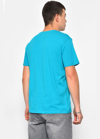 Бірюзова футболка чоловіча напівбатальна бірюзового кольору Let's Shop