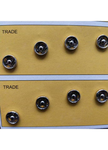 D=7,5мм, пришивные застежки-кнопки для одежды 24шт металл цвет серый Plus-plus (352749520)