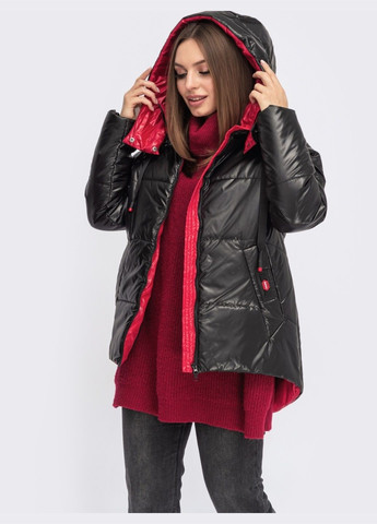 Чорна демісезонна демісезонна куртка з подовженою спинкою чорна Dressa