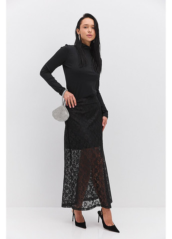 Черная длинная юбка-трапеция из кружева Arjen