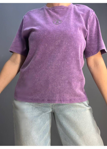 Футболка женская A-N 02517 вареная аппликация буква "R" из камней впереди средней длины one size No Brand - (315589179)