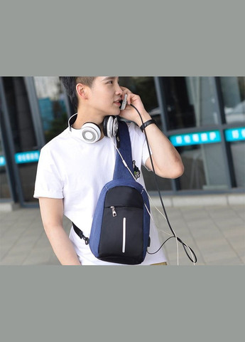 Чоловічий рюкзак через плече з зарядкою USB Kompact Чорний XJXN (330642196)