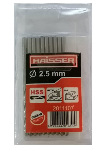 Сверло по металлу 2.5х30х57 мм цилиндрический хвостовик (DIN 338), (HS101004/2011107) 15834 Haisser (292565705)