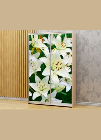 Наклейка на шкафкупе 220 x 74 см на 2 двери белые лилии (БП_а_fl12841) Декоинт (276708772)