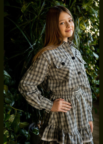 Сірий демісезонний комплект (сорочка, спідниця) підлітковий спідничний, з сорочкою IRmAS