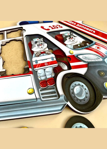 Деревянный пазл-сортер "Скорая помощь" (ПСФ020) PSF020 Ubumblebees (317350899)