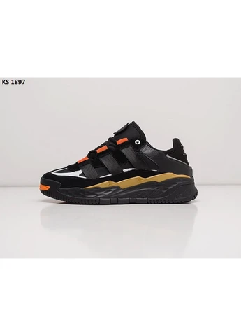 Чорні літні кросівки adidas niteball black orange адідас найтбол No Brand