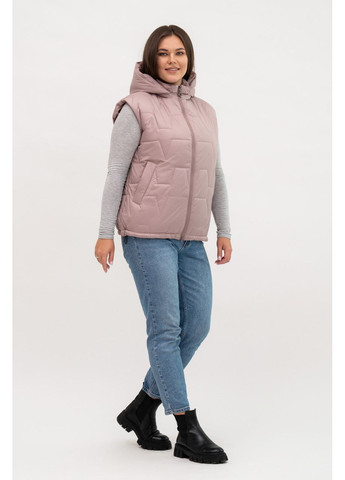 Жилет жіночий великих розмірів бежево-пудровий з капюшоном Liardi (367737007)